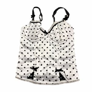 Y2K European Vintage Secret Possessions Polka Dot Corset Bustier White/Black 34C